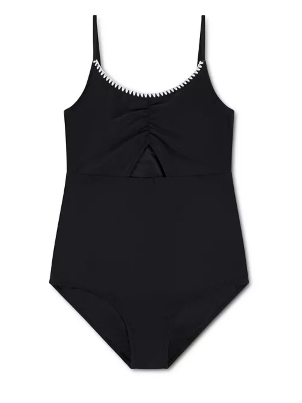Abercrombie Kids Girls' Cinched Cutout Round Neck One-Piece Swimsuit-Size 15/16